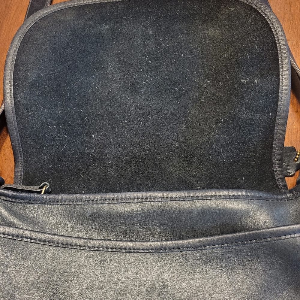 Vintage COACH FLETCHER Crossbody Black Leather Saddle Bag Shoulder Purse 4150 - Picture 5 of 16